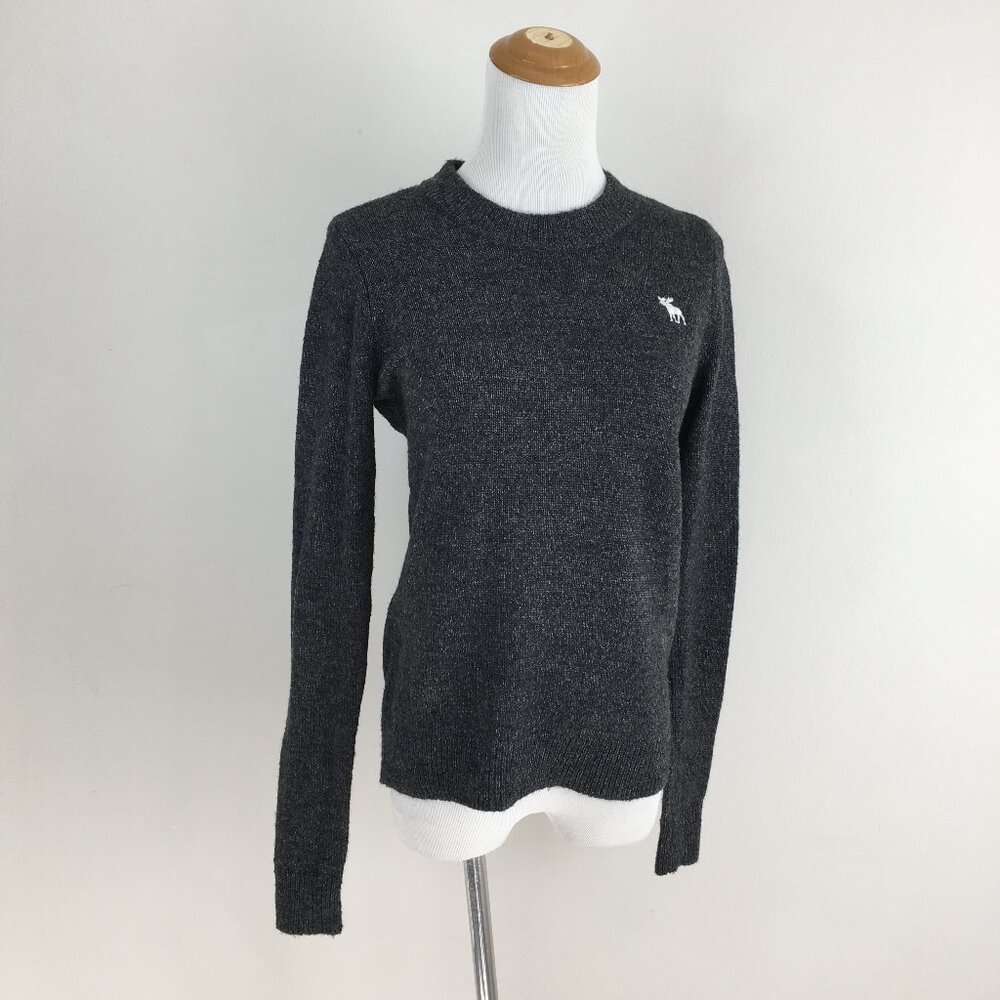A&F ABERCROMBIE & FITCH Dark Gray White Specks Wool Blend Knit Pullover Sweater